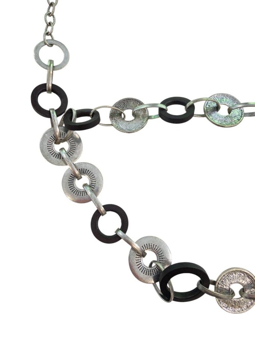 Silver & balck,  dark brown Circle Link Adjustable Chain Belt heavy metal brown - Picture 4 of 16